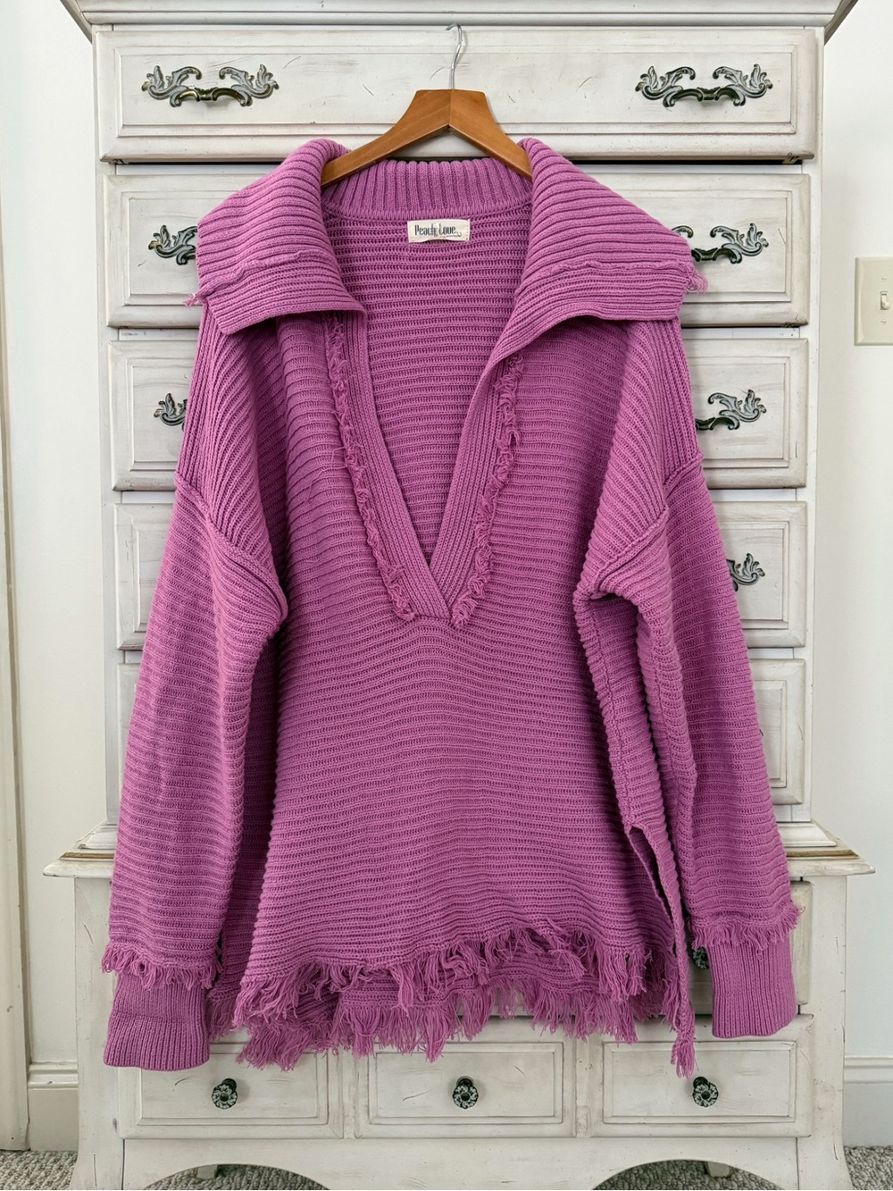 Vici Lilac Oversized Collared Sweater